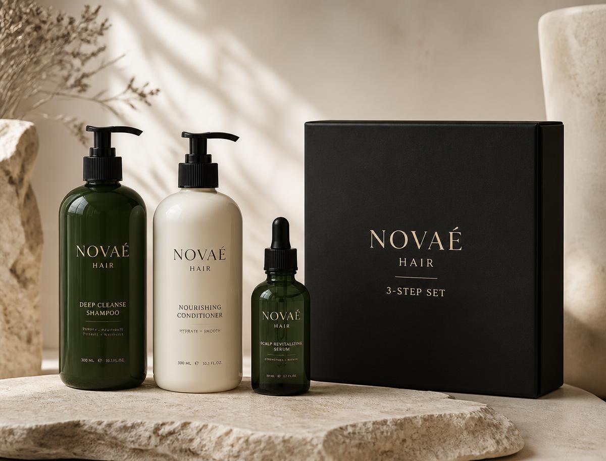 The Novaé Hair 3-Step Set with presentation box