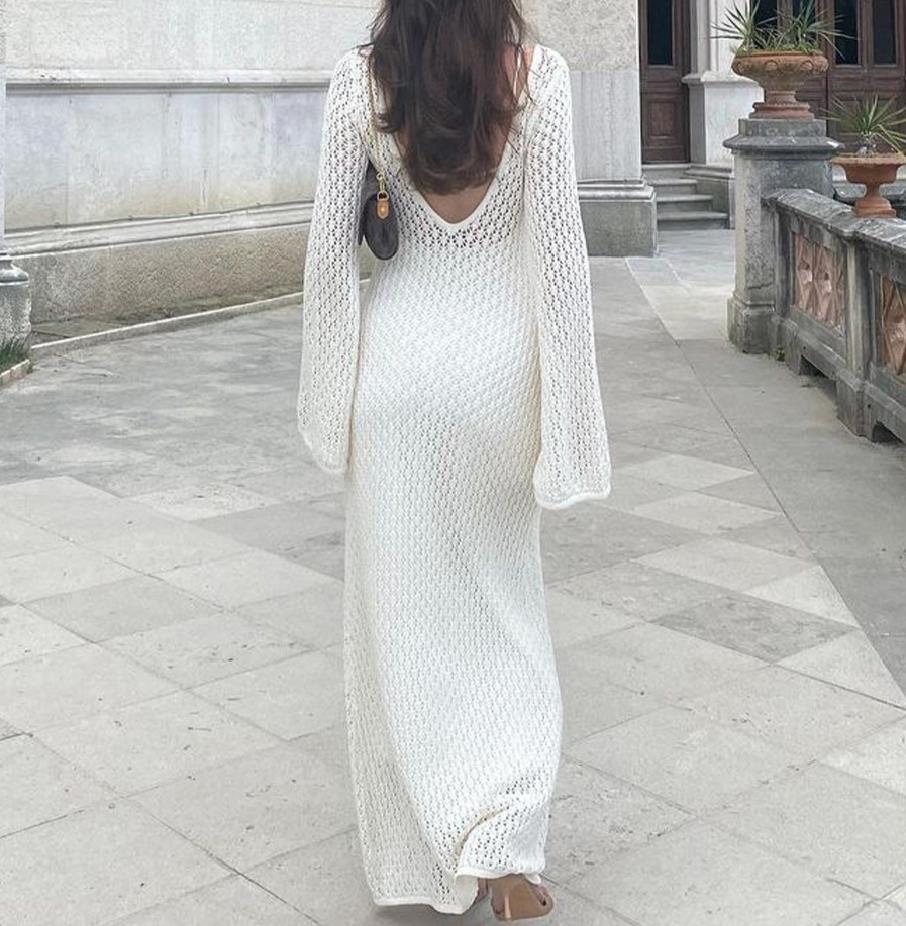 Ethereal Knitted V Cover Up