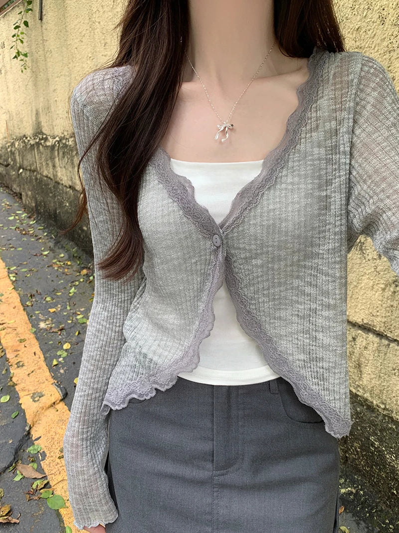 Solaire Crop Mesh Cardigan