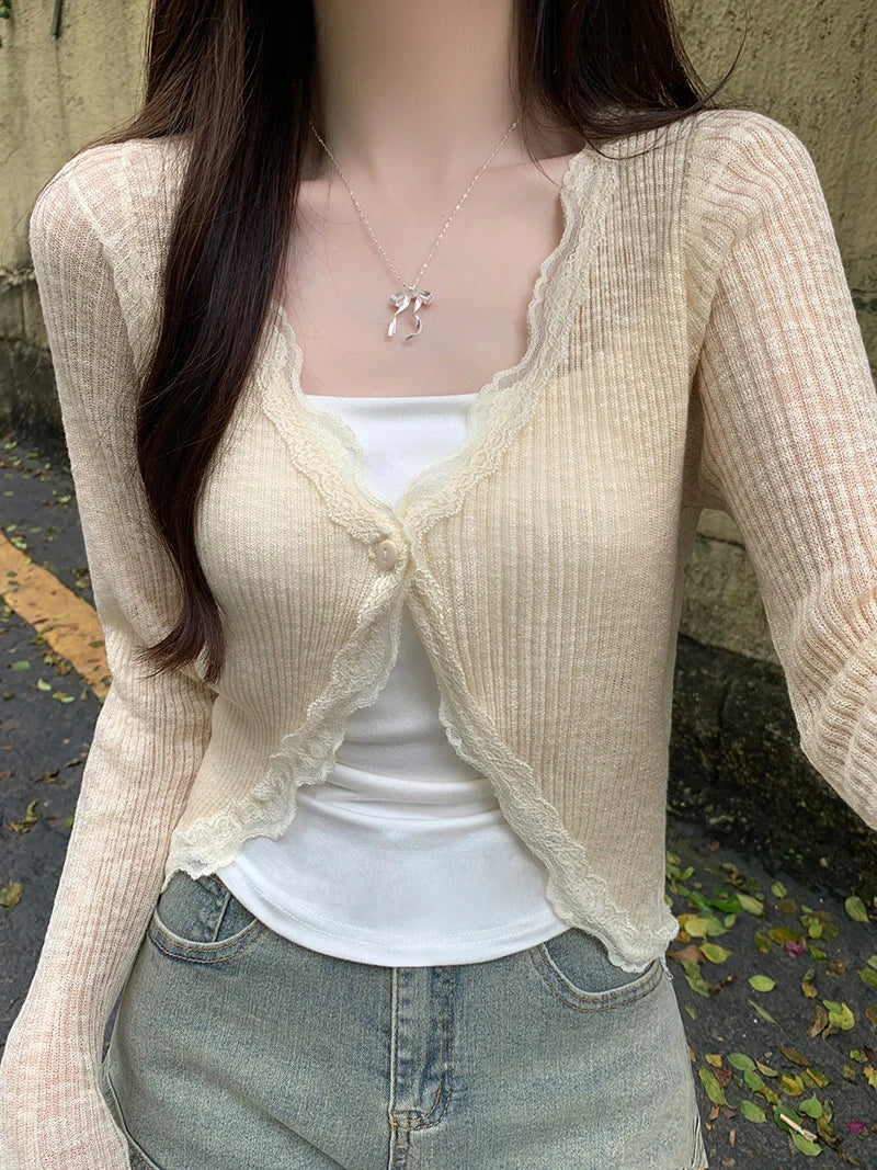 Solaire Crop Mesh Cardigan