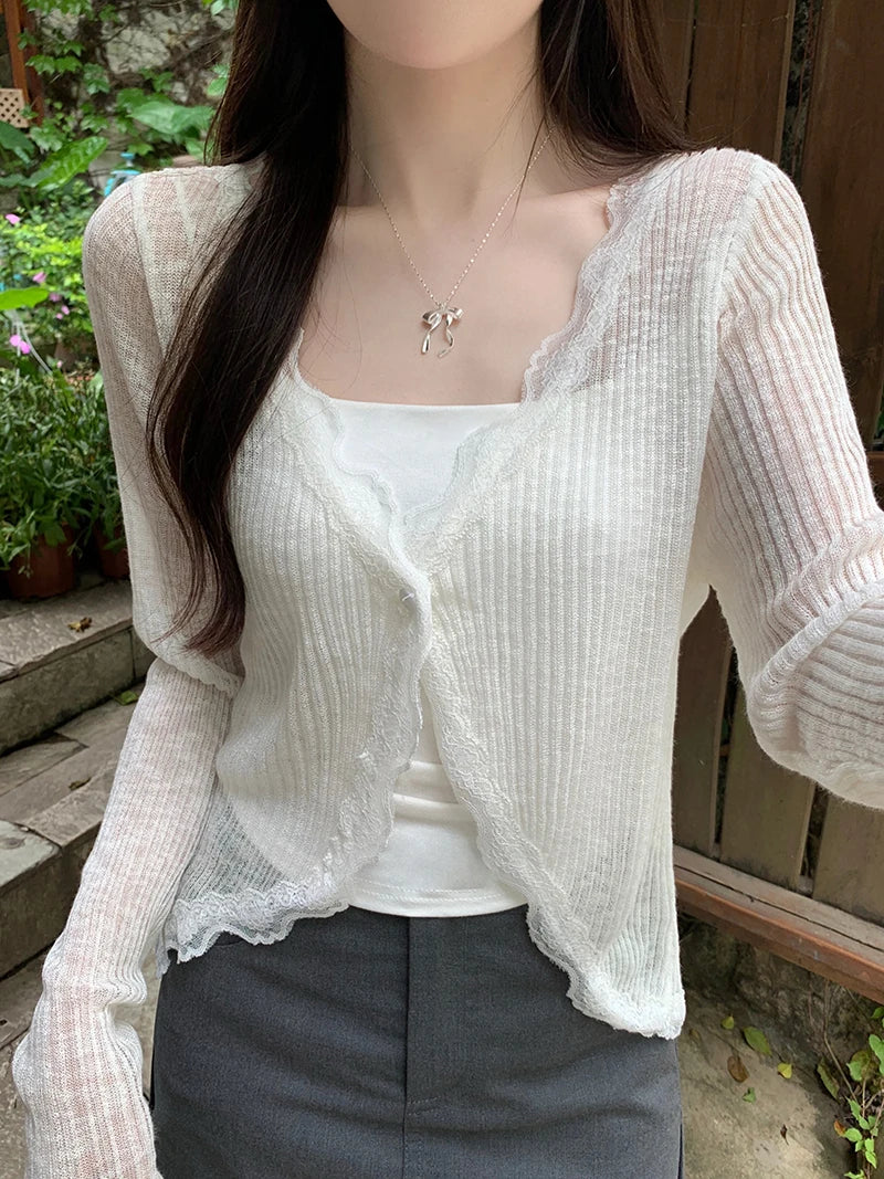 Solaire Crop Mesh Cardigan