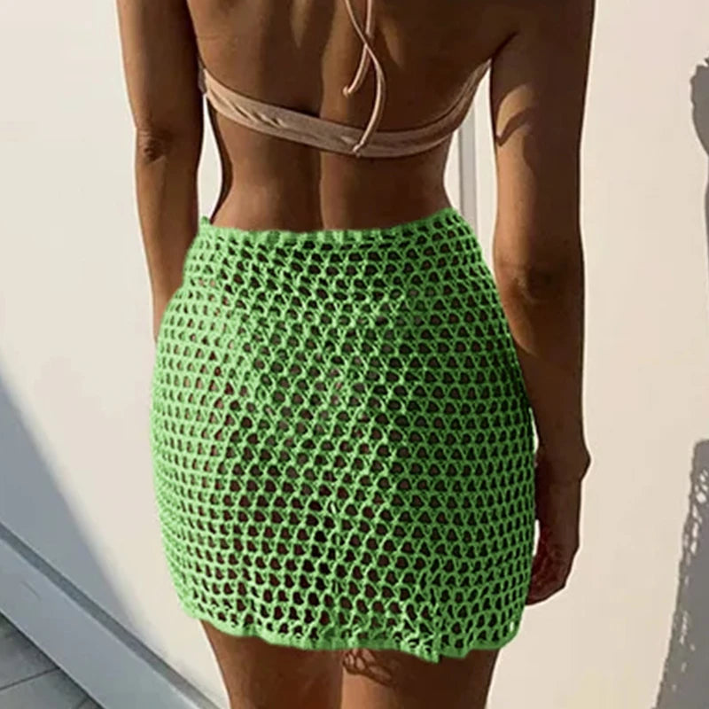 Ethereal Knitted Hollow Beach Skirt