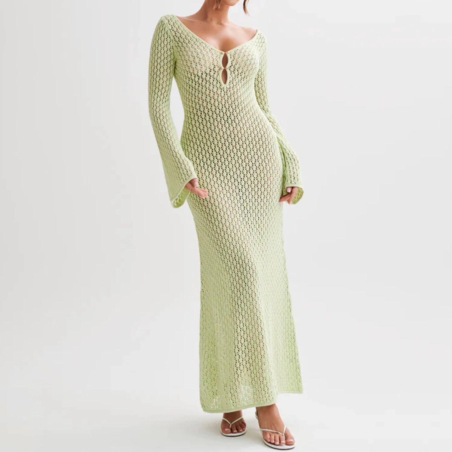 Ethereal Knitted V Cover Up