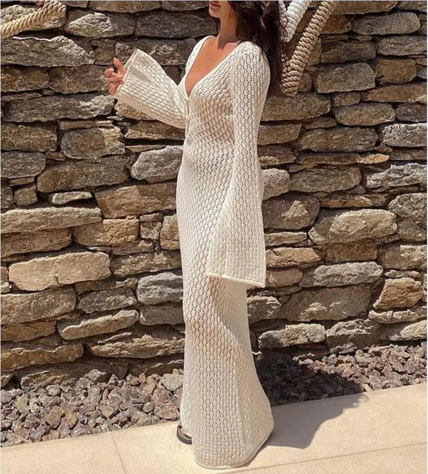 Ethereal Knitted V Cover Up