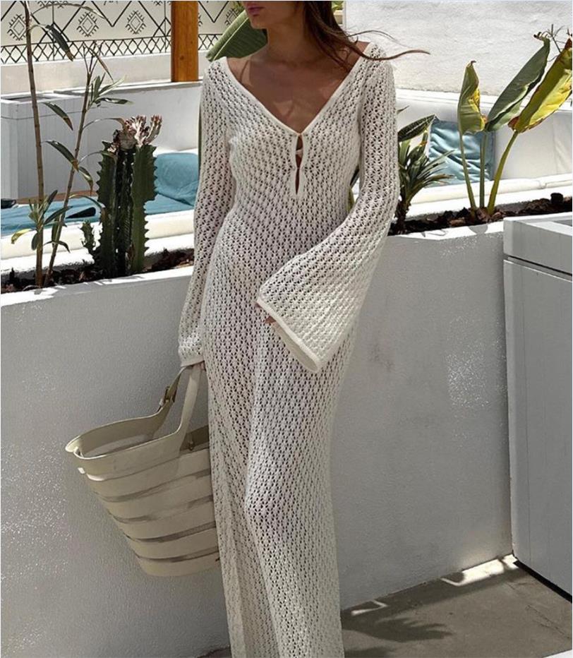 Ethereal Knitted V Cover Up